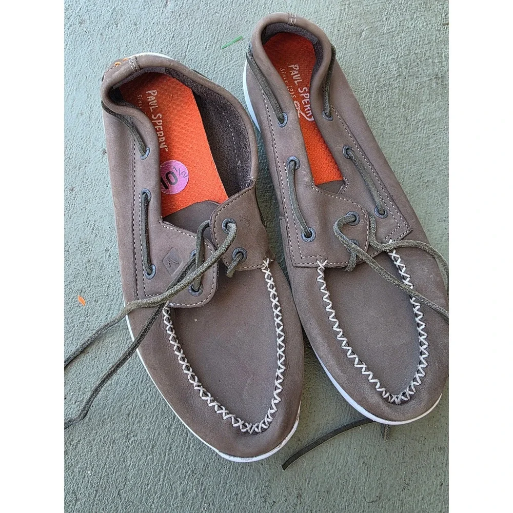 Paul Sperry Mens Boat Shoes Brown Leather Moc Toe Loafers STS14476 Size 10.5M D1